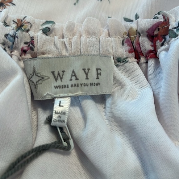 WAYF Floral Off The Shoulder Ruffle Lined Pull Sleeve Top Size Large NWT - Picture 7 of 10